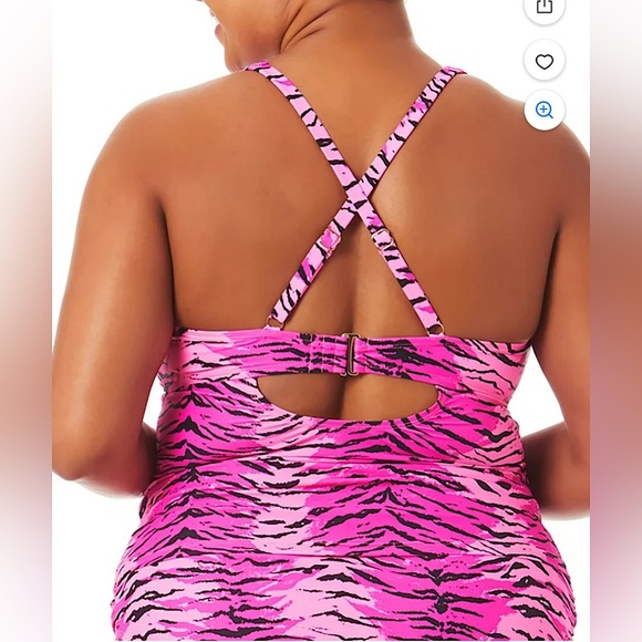 California Waves Animal Print Tankini Swimsuit V-Wire Padded Strappy NWT - Picture 17 of 17